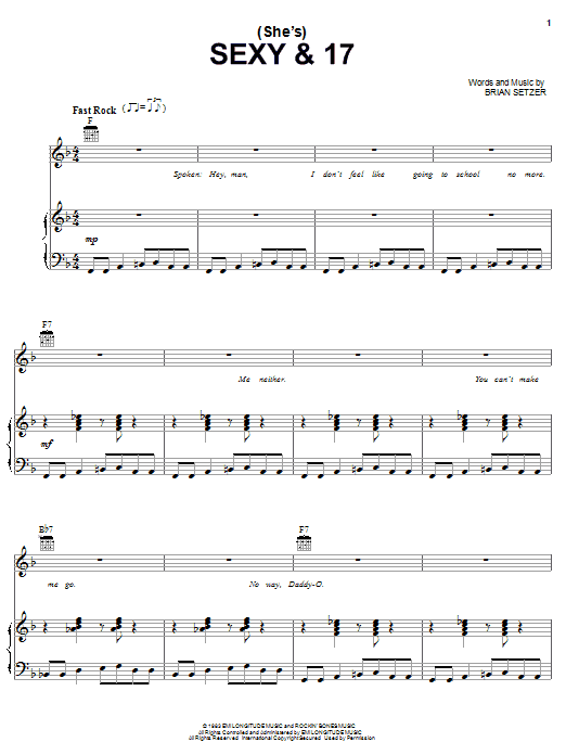Download Stray Cats (She's) Sexy & 17 Sheet Music and learn how to play Piano, Vocal & Guitar (Right-Hand Melody) PDF digital score in minutes