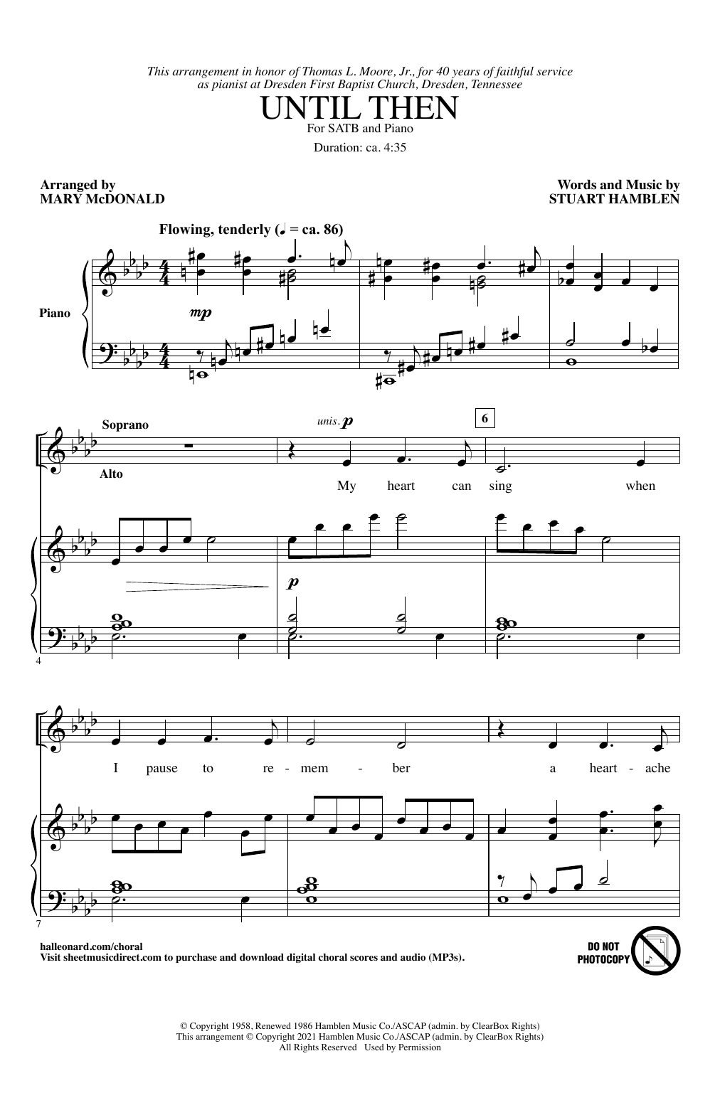 Download Stuart Hamblen Until Then (arr. Mary McDonald) Sheet Music and learn how to play SATB Choir PDF digital score in minutes