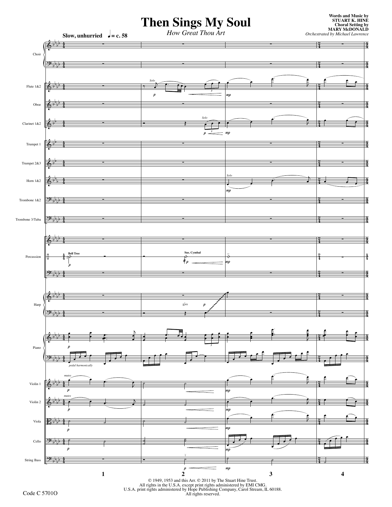Download Stuart K. Hine Then Sings My Soul (How Great Thou Art) - Full Score Sheet Music and learn how to play Choir Instrumental Pak PDF digital score in minutes