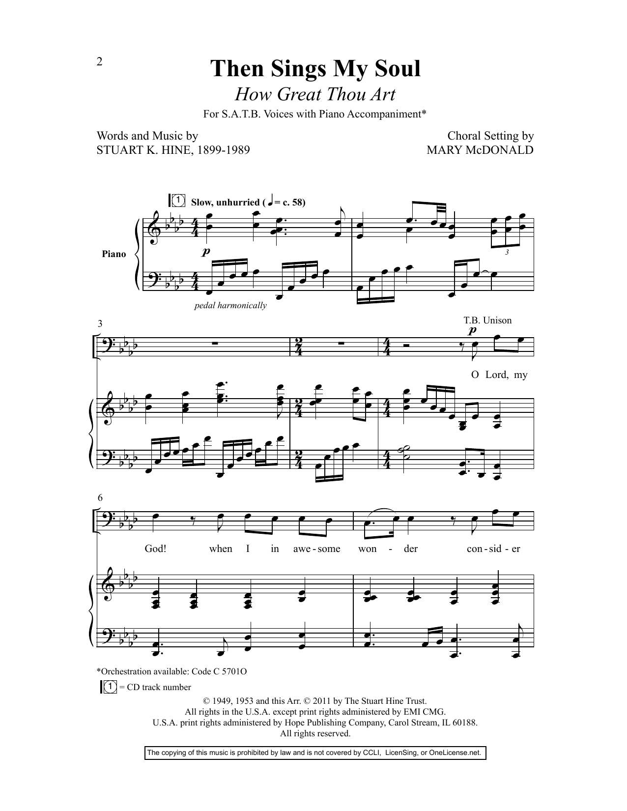 Download Stuart K. Hine Then Sings My Soul (How Great Thou Art) (arr. Mary McDonald) Sheet Music and learn how to play 2-Part Choir PDF digital score in minutes