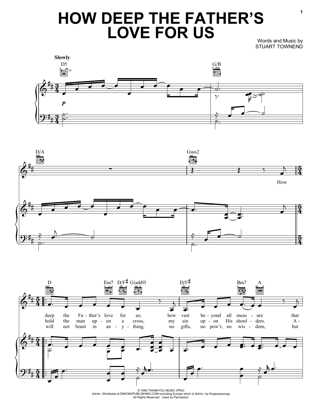 Download Stuart Townend How Deep The Father's Love For Us Sheet Music and learn how to play ChordBuddy PDF digital score in minutes