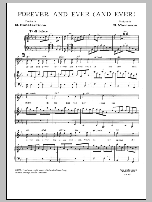 Download Stylianos Vlavianos Forever And Ever (And Ever) Sheet Music and learn how to play Piano & Vocal PDF digital score in minutes