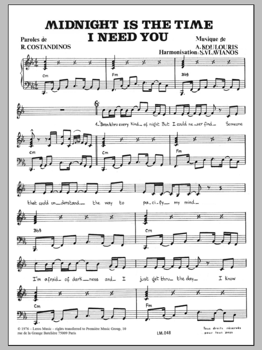 Download Stylianos Vlavianos Midnight Is The Time I Need You Sheet Music and learn how to play Piano & Vocal PDF digital score in minutes