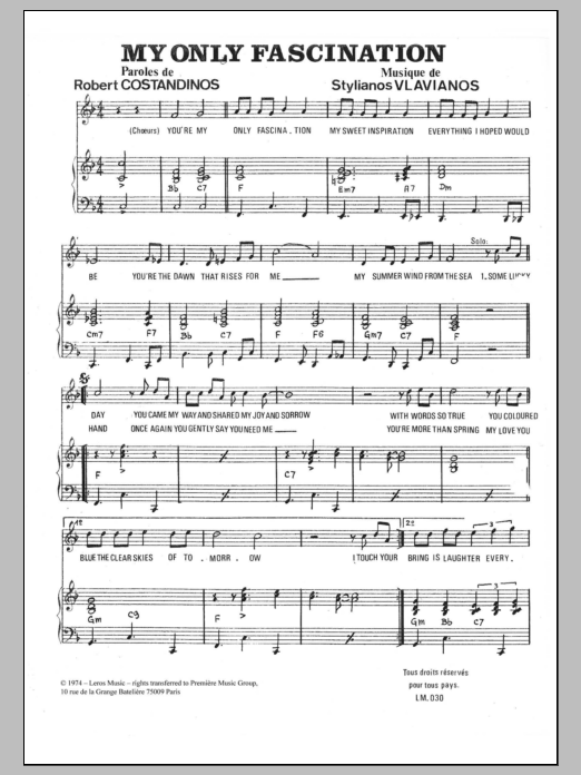Download Stylianos Vlavianos My Only Fascination Sheet Music and learn how to play Piano & Vocal PDF digital score in minutes