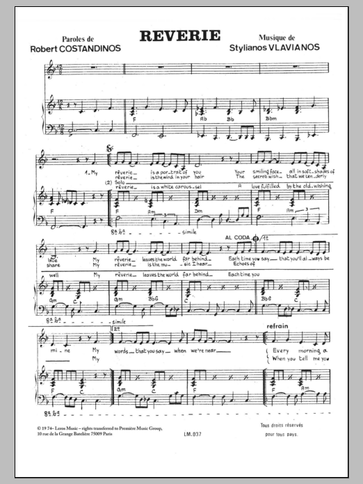 Download Stylianos Vlavianos Reverie Sheet Music and learn how to play Piano & Vocal PDF digital score in minutes
