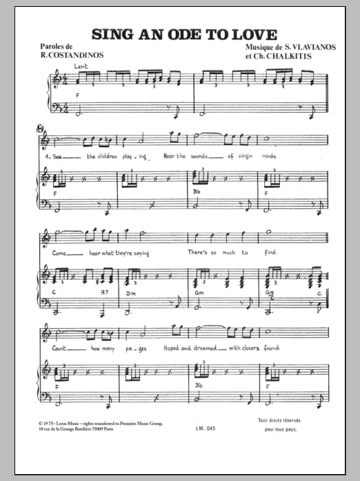 Download Stylianos Vlavianos Sing An Ode To Love Sheet Music and learn how to play Piano PDF digital score in minutes