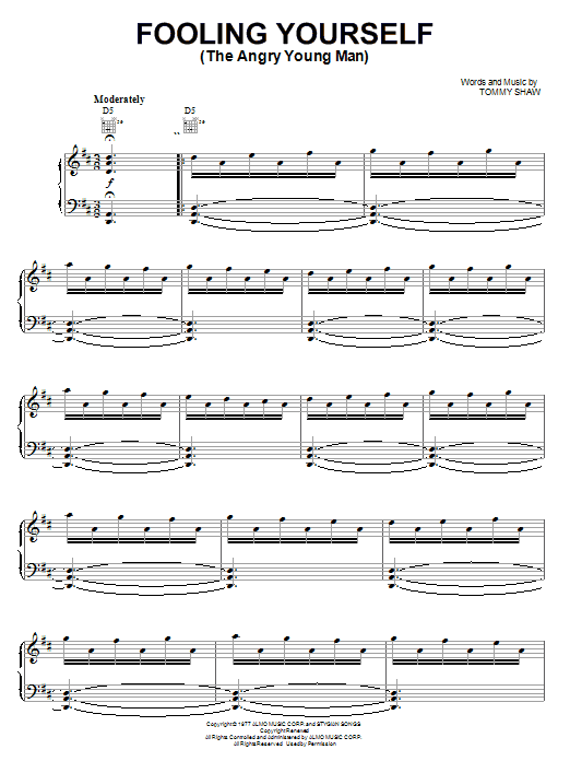 Download Styx Fooling Yourself (The Angry Young Man) Sheet Music and learn how to play Lyrics & Chords PDF digital score in minutes
