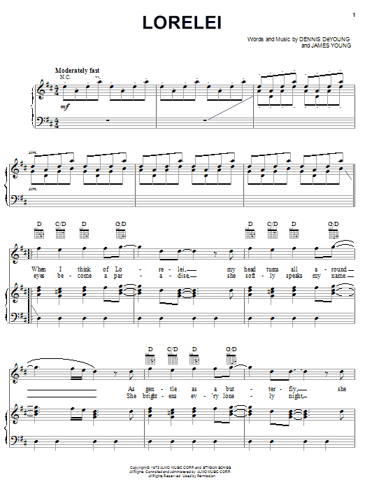 Download Styx Lorelei Sheet Music and learn how to play Guitar Tab PDF digital score in minutes