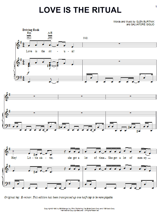 Download Styx Love Is The Ritual Sheet Music and learn how to play Piano, Vocal & Guitar (Right-Hand Melody) PDF digital score in minutes