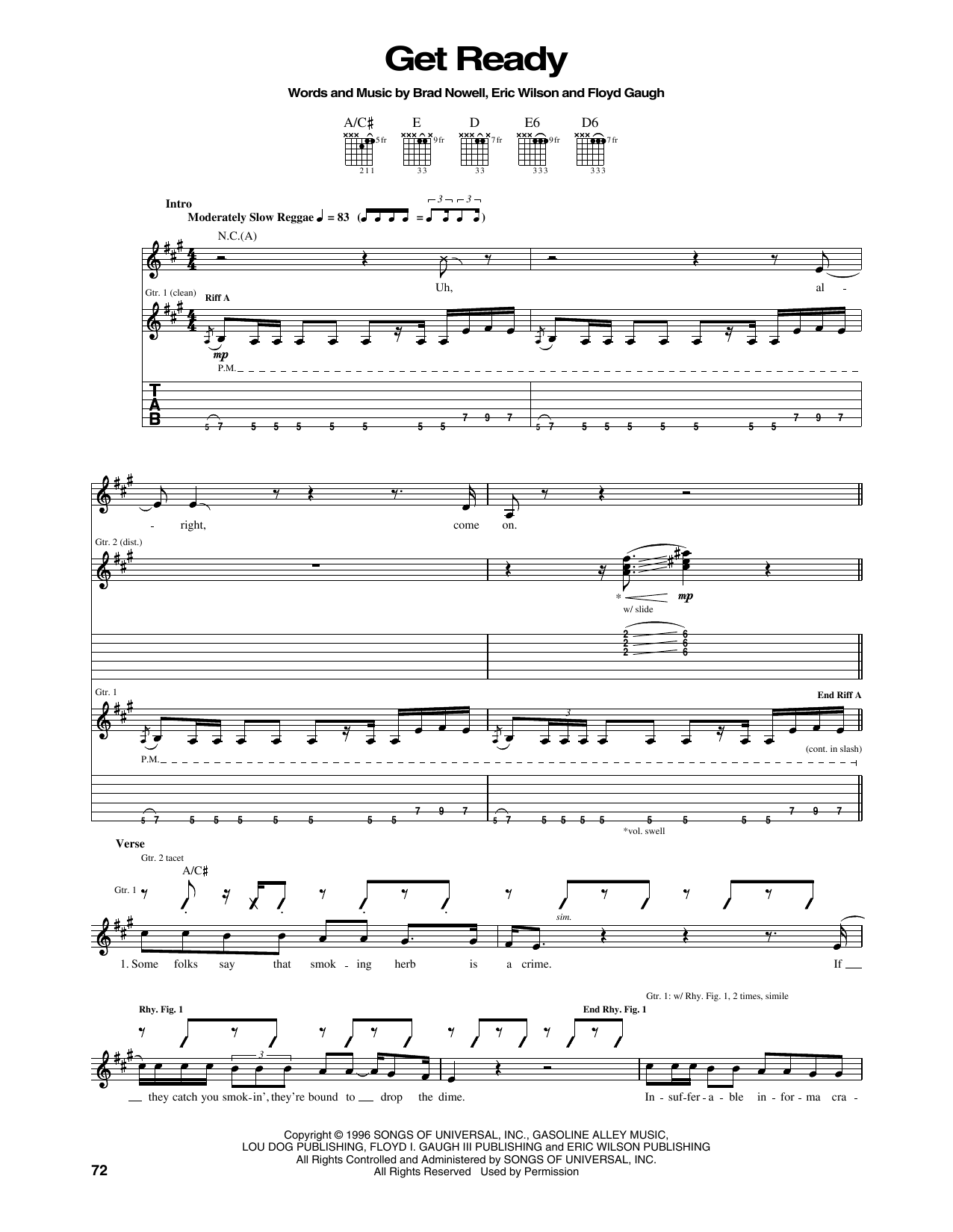 Download Sublime Get Ready Sheet Music and learn how to play Guitar Tab PDF digital score in minutes