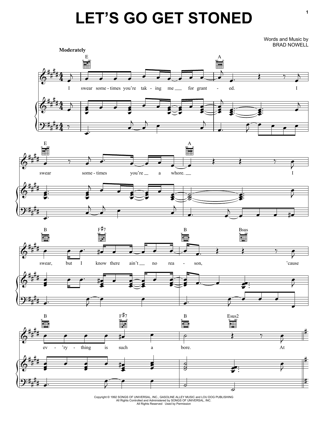 Download Sublime Let's Go Get Stoned Sheet Music and learn how to play Ukulele PDF digital score in minutes