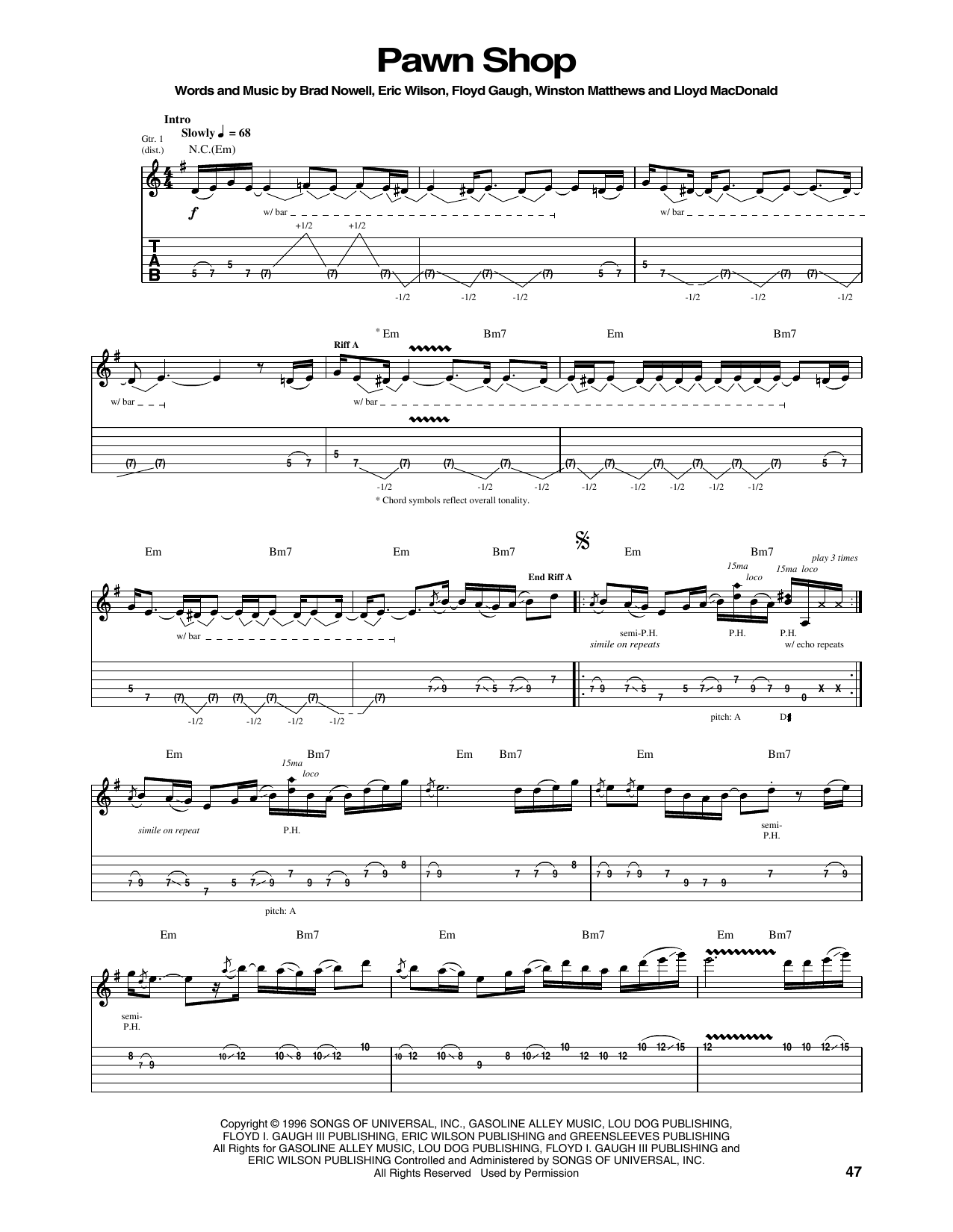 Download Sublime Pawn Shop Sheet Music and learn how to play Bass Guitar Tab PDF digital score in minutes