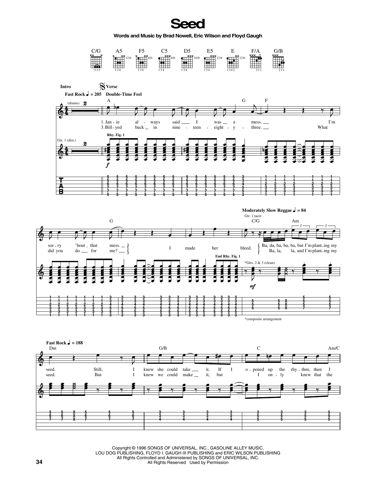 Download Sublime Seed Sheet Music and learn how to play Guitar Tab PDF digital score in minutes