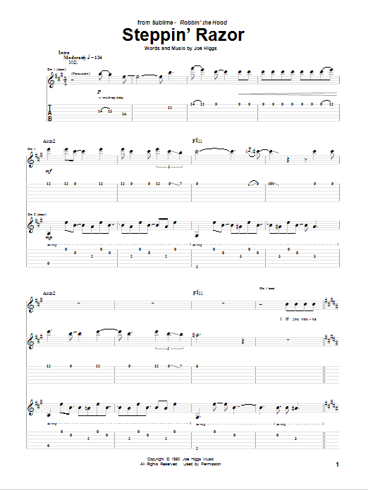 Download Sublime Steppin' Razor Sheet Music and learn how to play Guitar Tab PDF digital score in minutes