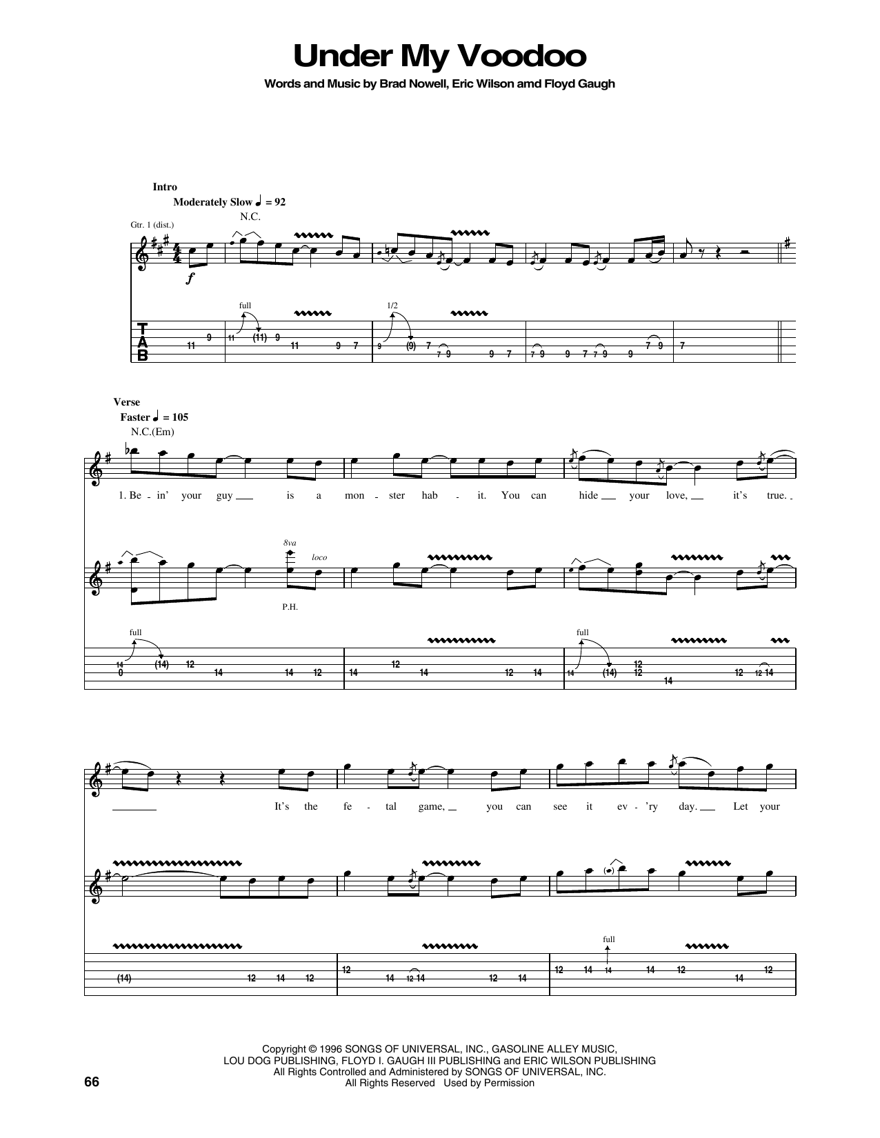 Download Sublime Under My Voodoo Sheet Music and learn how to play Guitar Tab PDF digital score in minutes