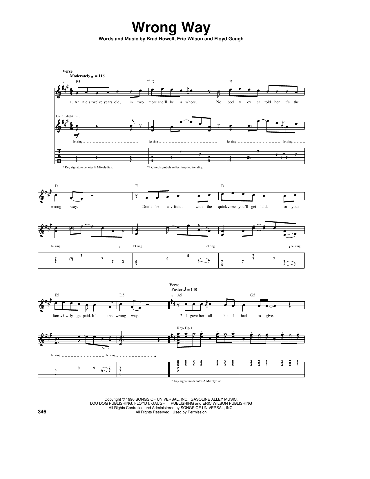 Download Sublime Wrong Way Sheet Music and learn how to play Guitar Tab (Single Guitar) PDF digital score in minutes