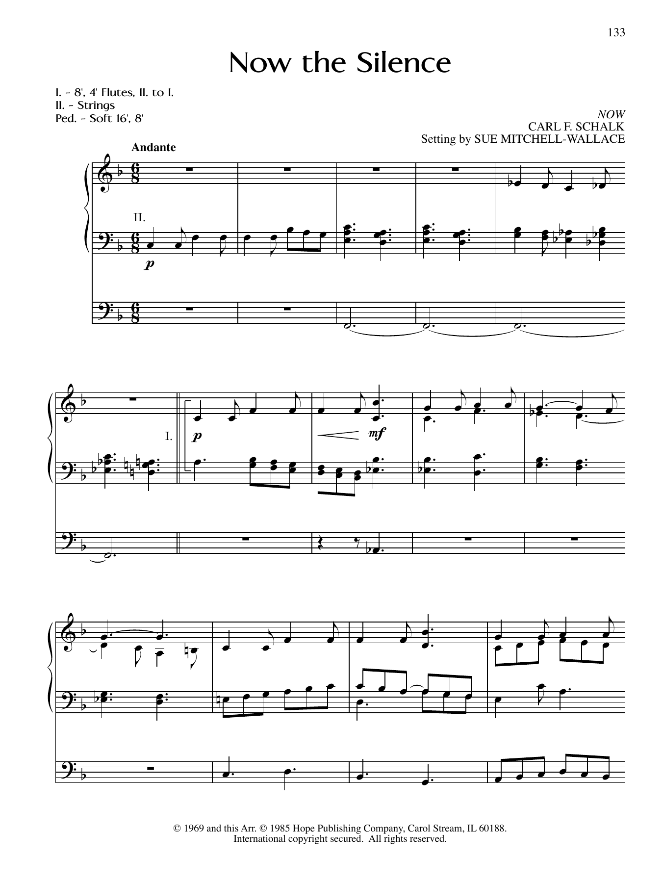 Download Sue Mitchell-Wallace Now the Silence Sheet Music and learn how to play Organ PDF digital score in minutes