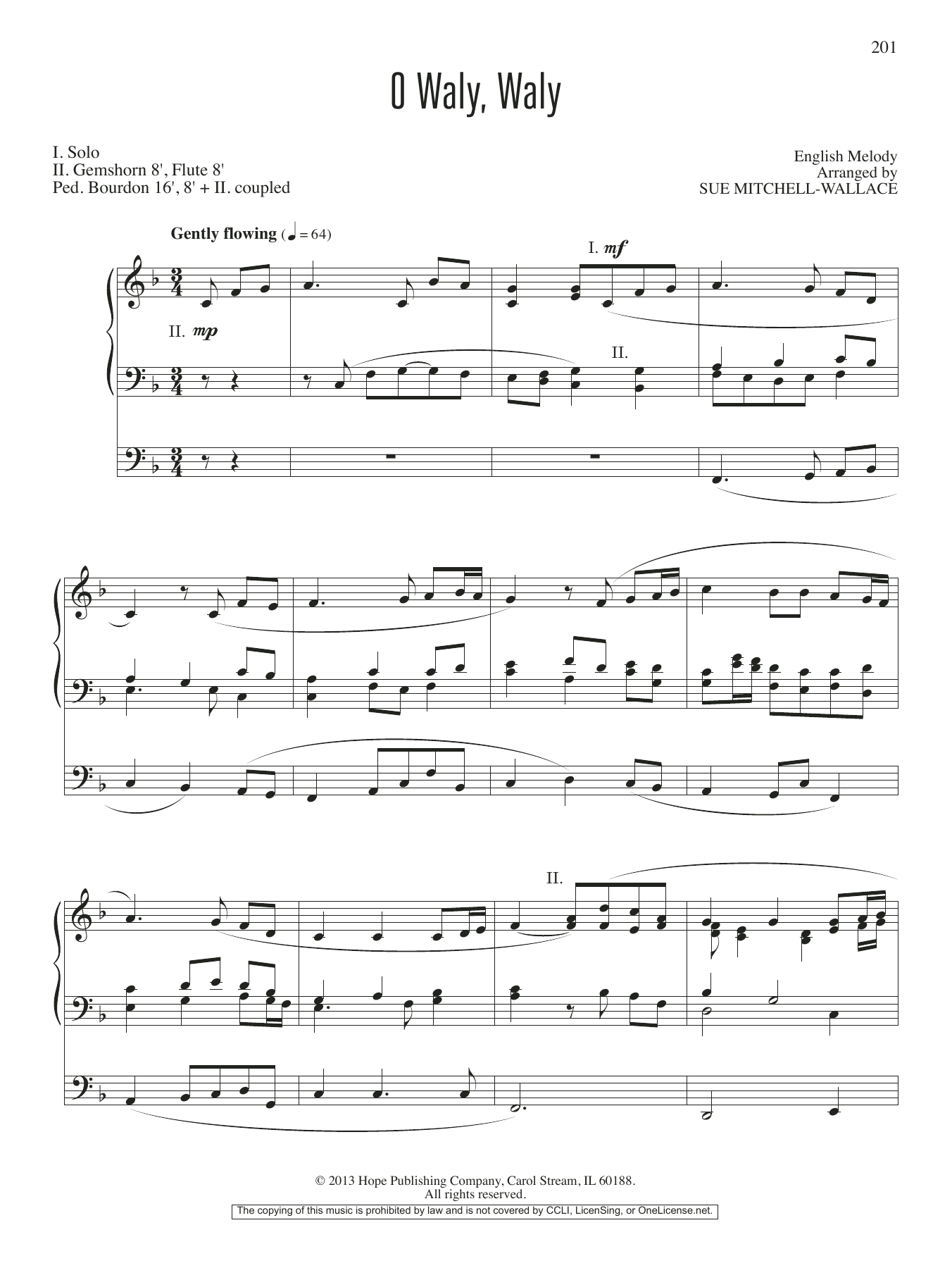 Download Sue Mitchell-Wallace O Waly, Waly Sheet Music and learn how to play Organ PDF digital score in minutes
