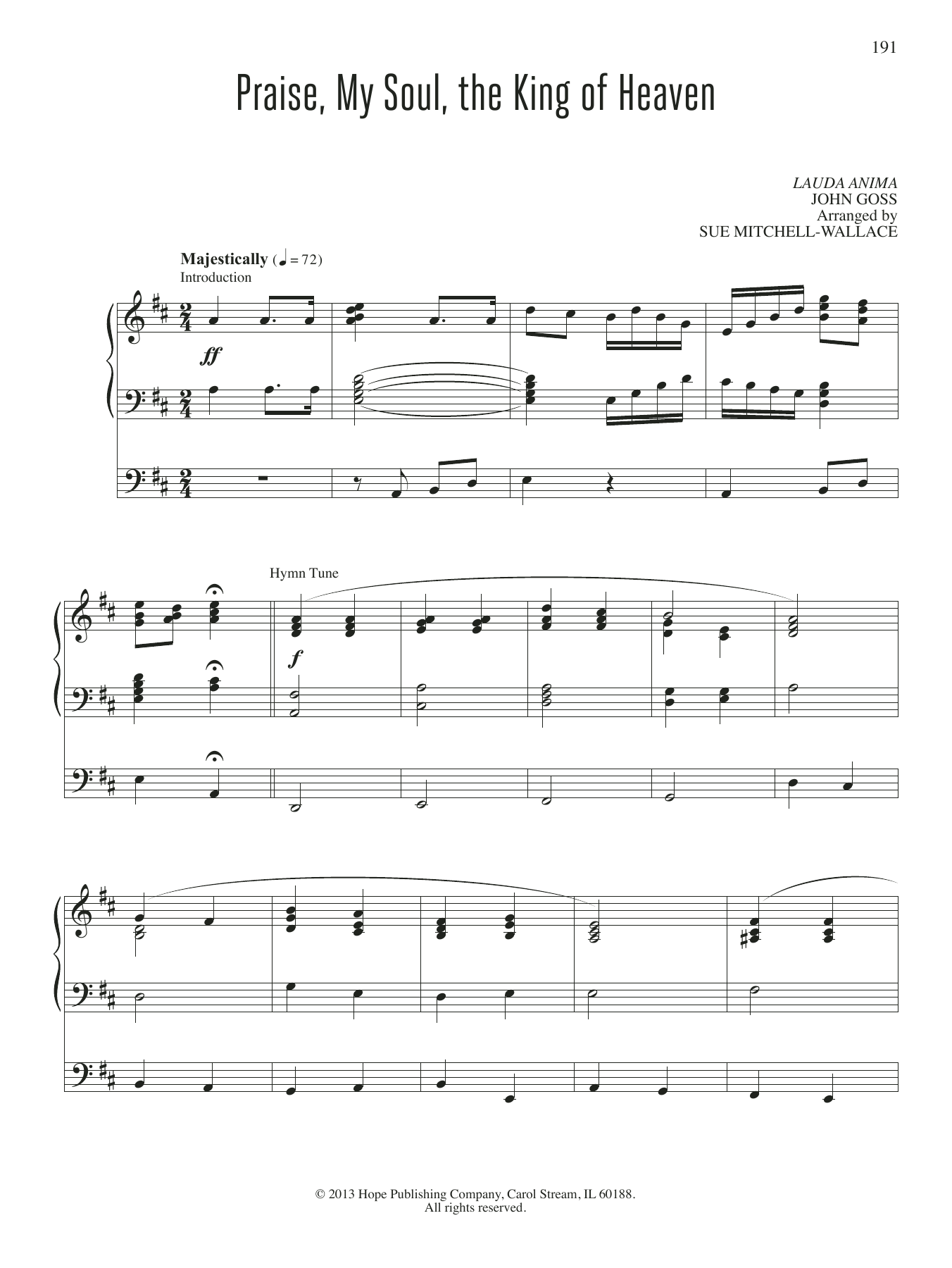 Download Sue Mitchell-Wallace Praise, My Soul, the King of Heaven Sheet Music and learn how to play Organ PDF digital score in minutes