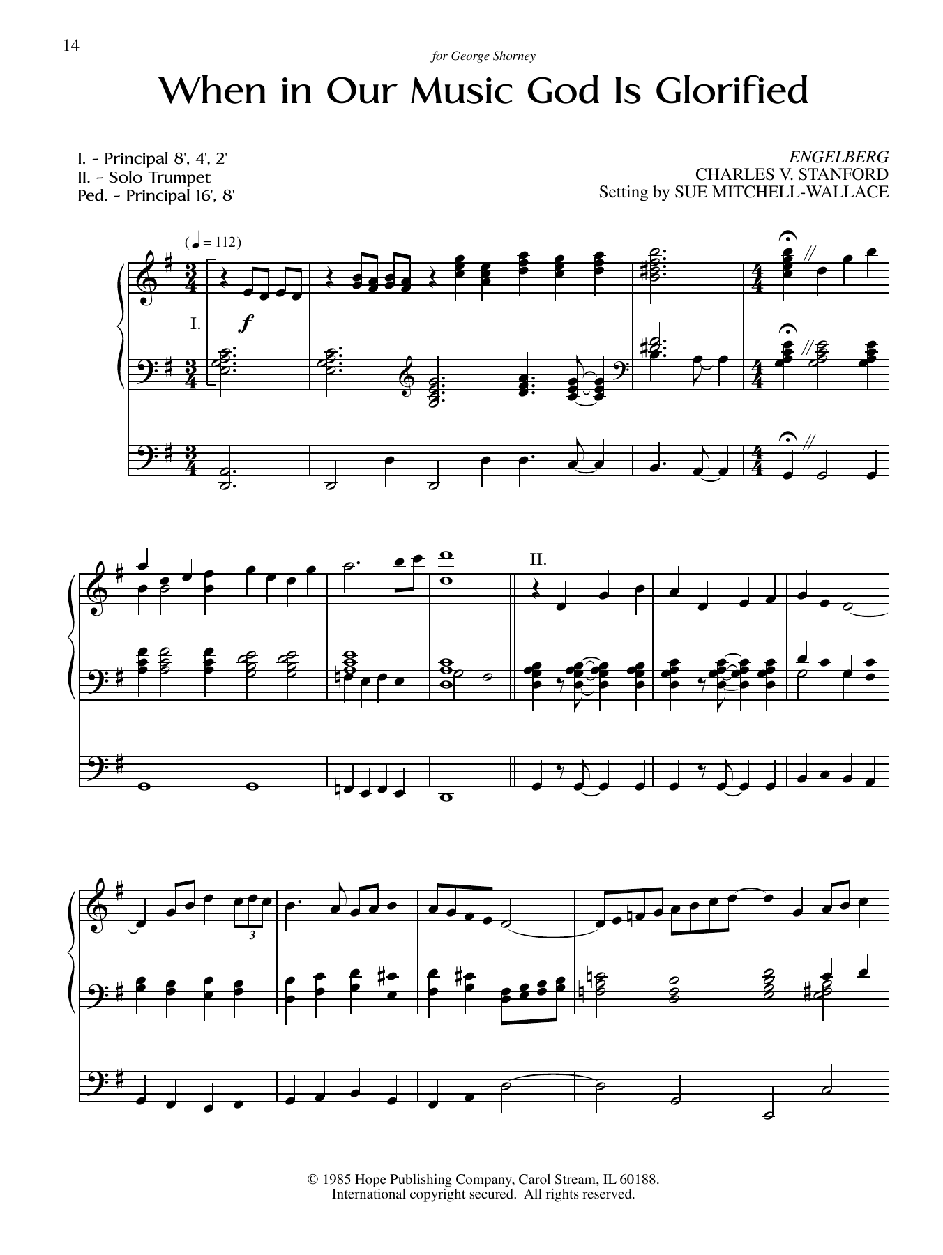 Download Sue Mitchell-Wallace When in Our Music God Is Glorified Sheet Music and learn how to play Organ PDF digital score in minutes