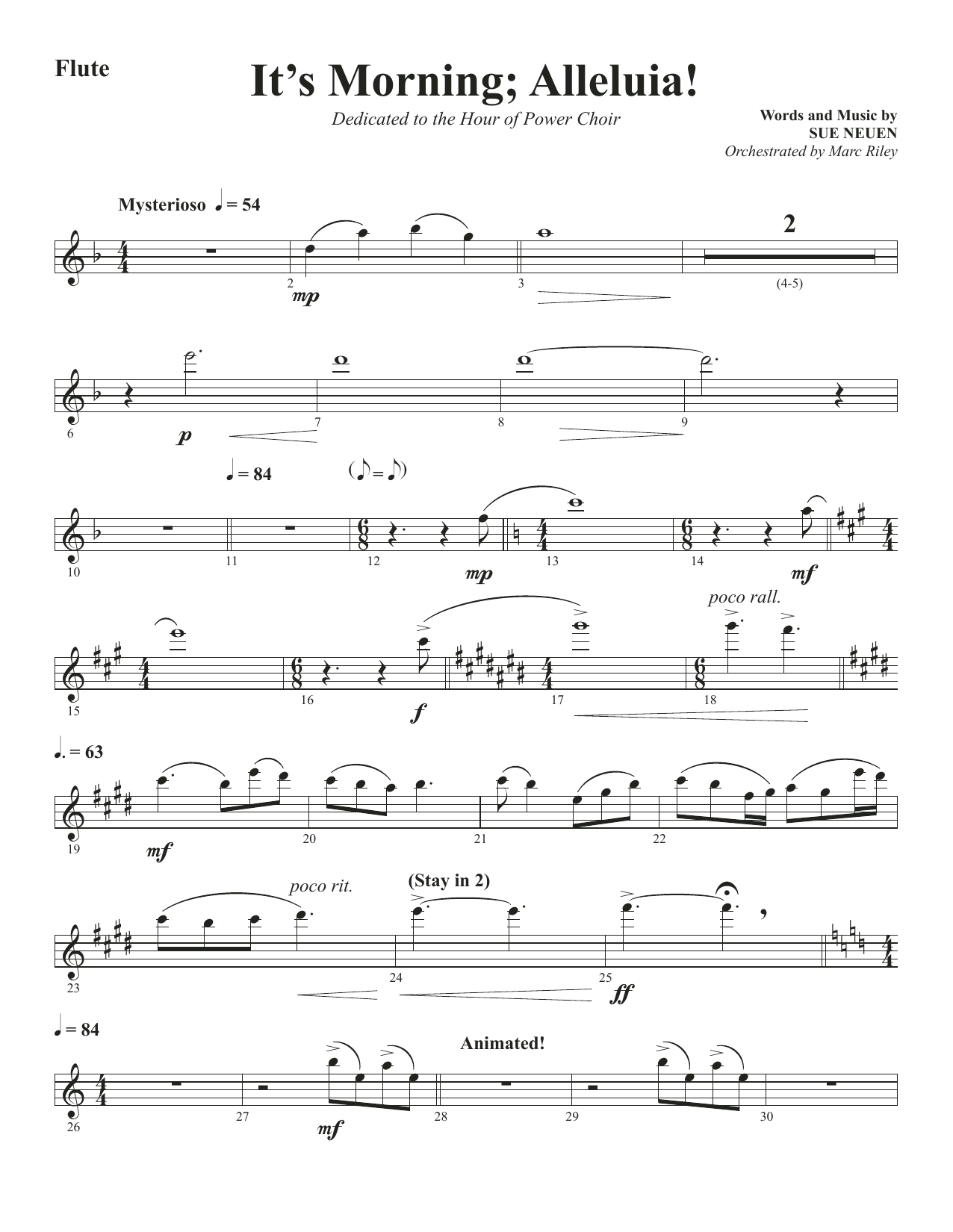 Download Sue Neuen It's Morning; Alleluia! - Flute Sheet Music and learn how to play Choir Instrumental Pak PDF digital score in minutes