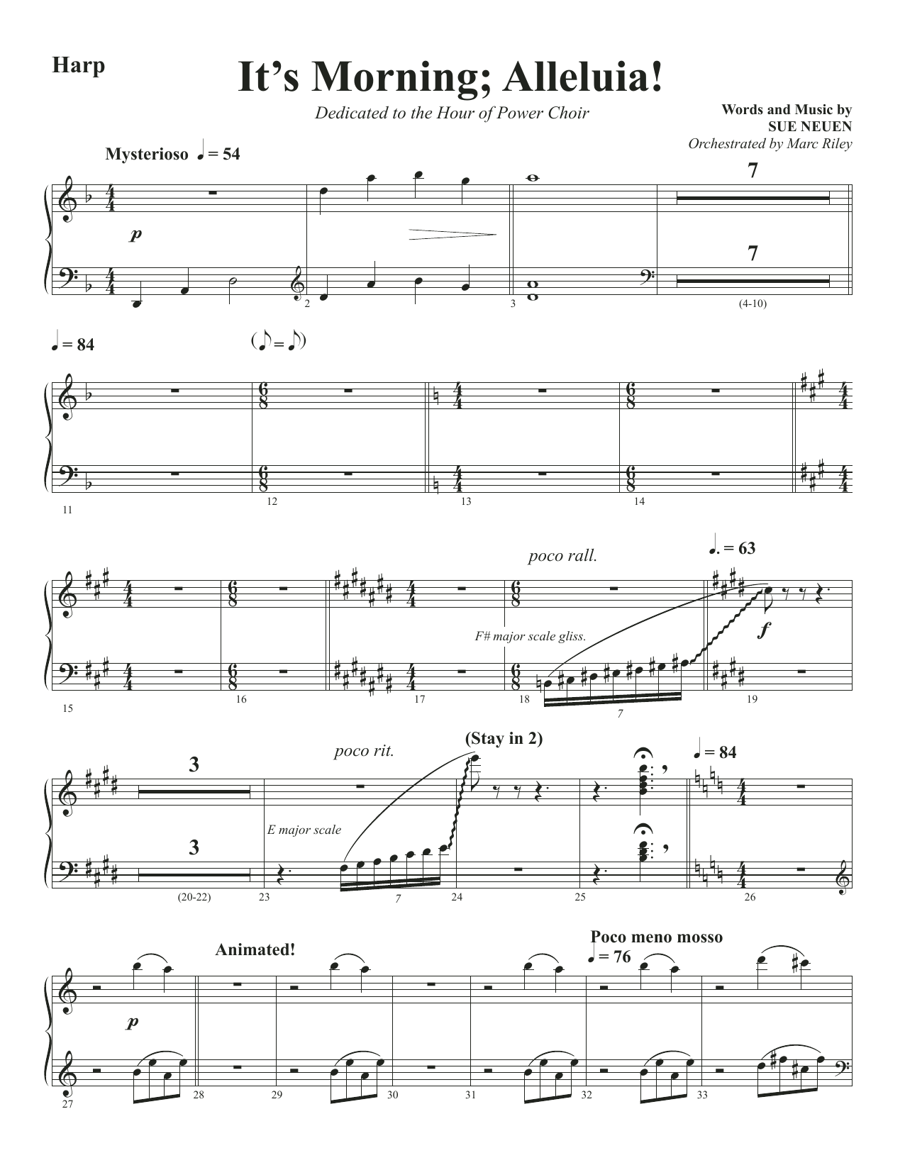 Download Sue Neuen It's Morning; Alleluia! - Harp Sheet Music and learn how to play Choir Instrumental Pak PDF digital score in minutes