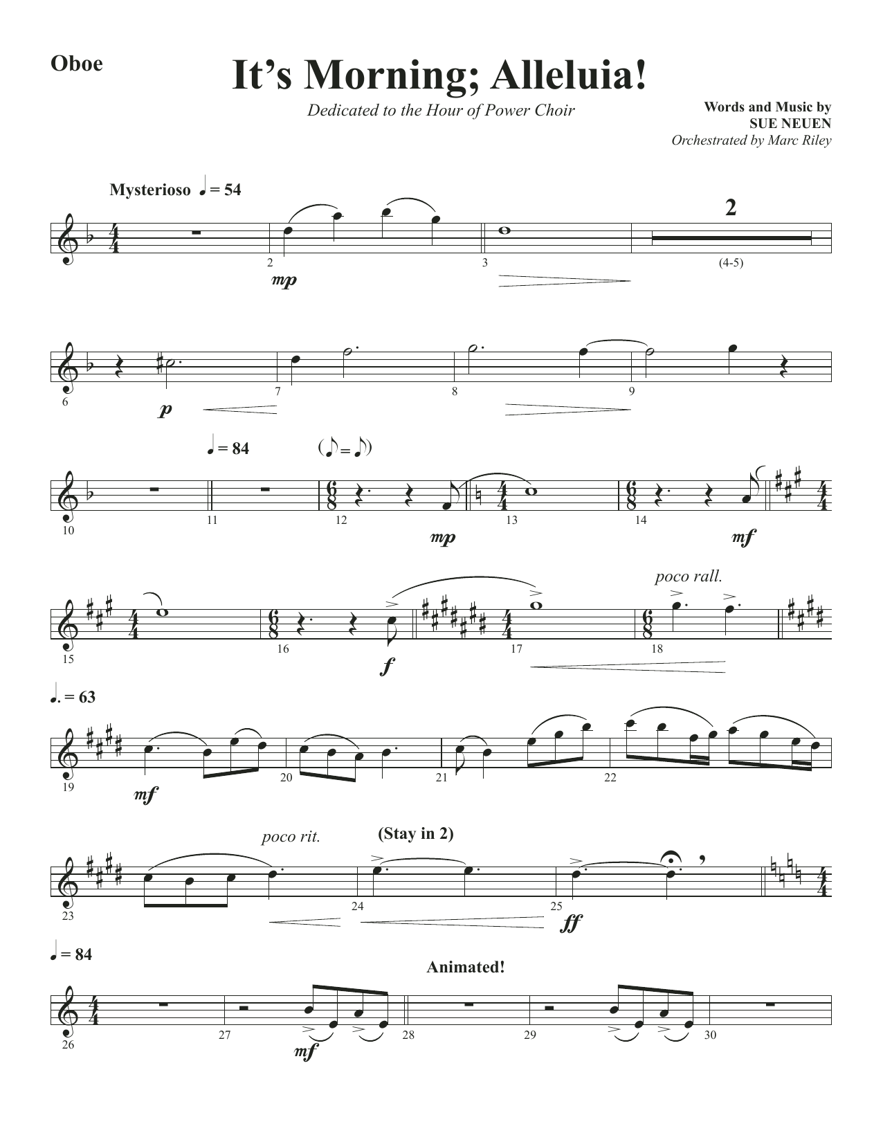 Download Sue Neuen It's Morning; Alleluia! - Oboe Sheet Music and learn how to play Choir Instrumental Pak PDF digital score in minutes
