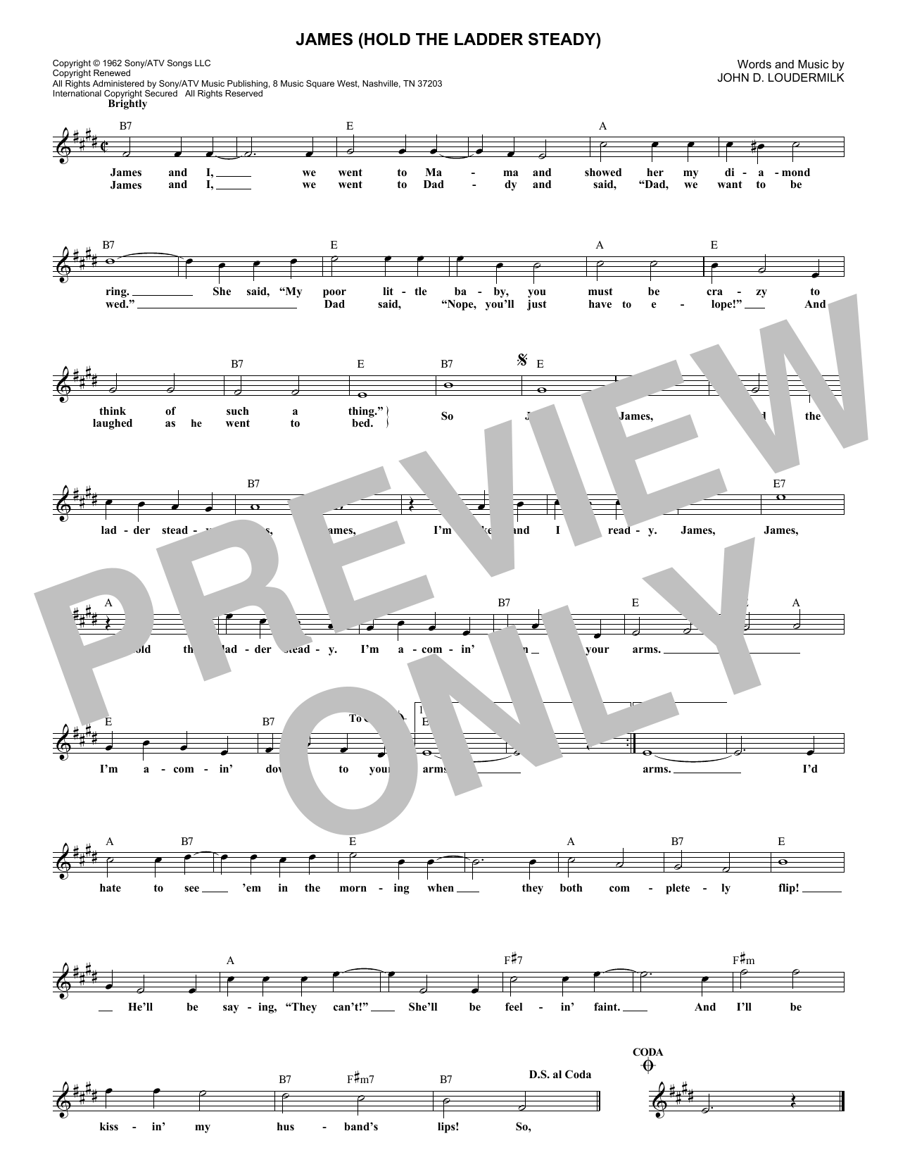 Download Sue Thompson James (Hold The Ladder Steady) Sheet Music and learn how to play Melody Line, Lyrics & Chords PDF digital score in minutes