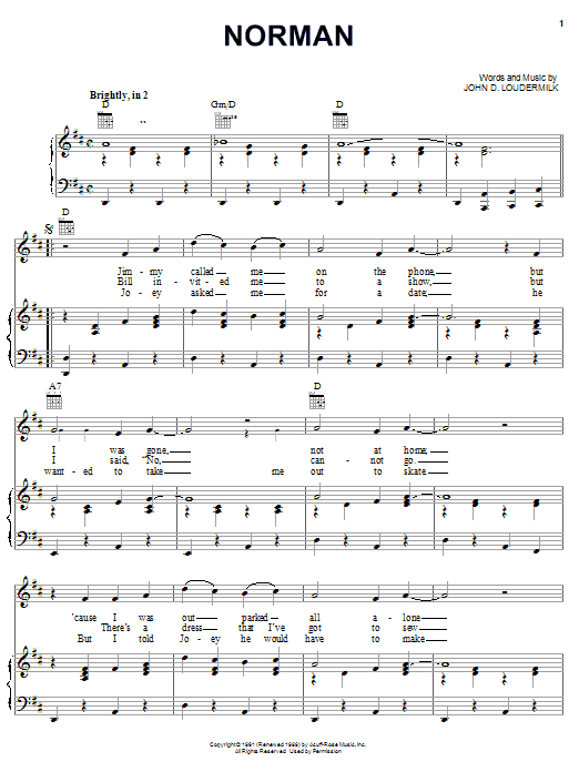 Download Sue Thompson Norman Sheet Music and learn how to play Melody Line, Lyrics & Chords PDF digital score in minutes