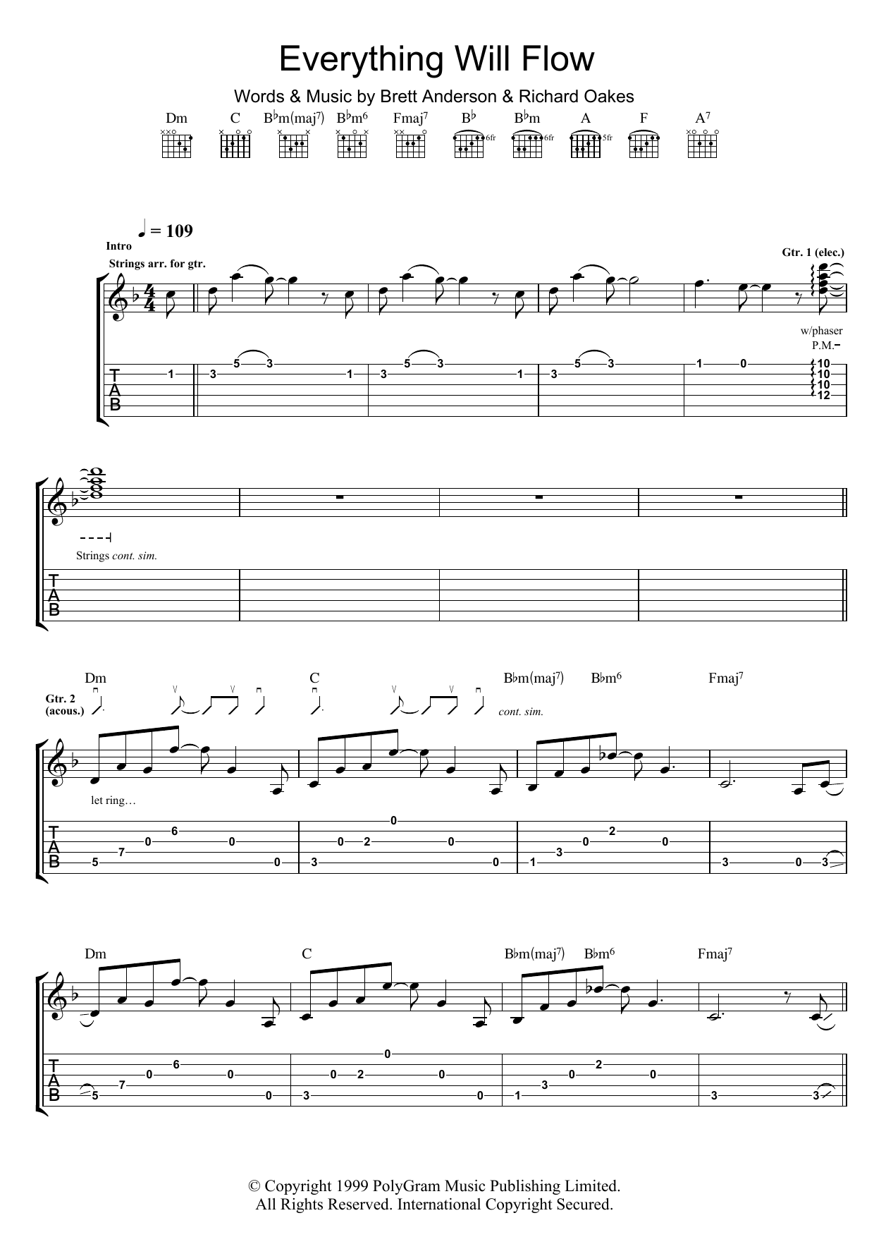 Download Suede Everything Will Flow Sheet Music and learn how to play Guitar Tab PDF digital score in minutes