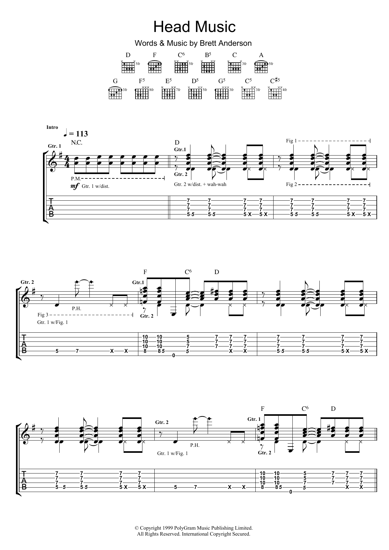 Download Suede Head Music Sheet Music and learn how to play Guitar Tab PDF digital score in minutes