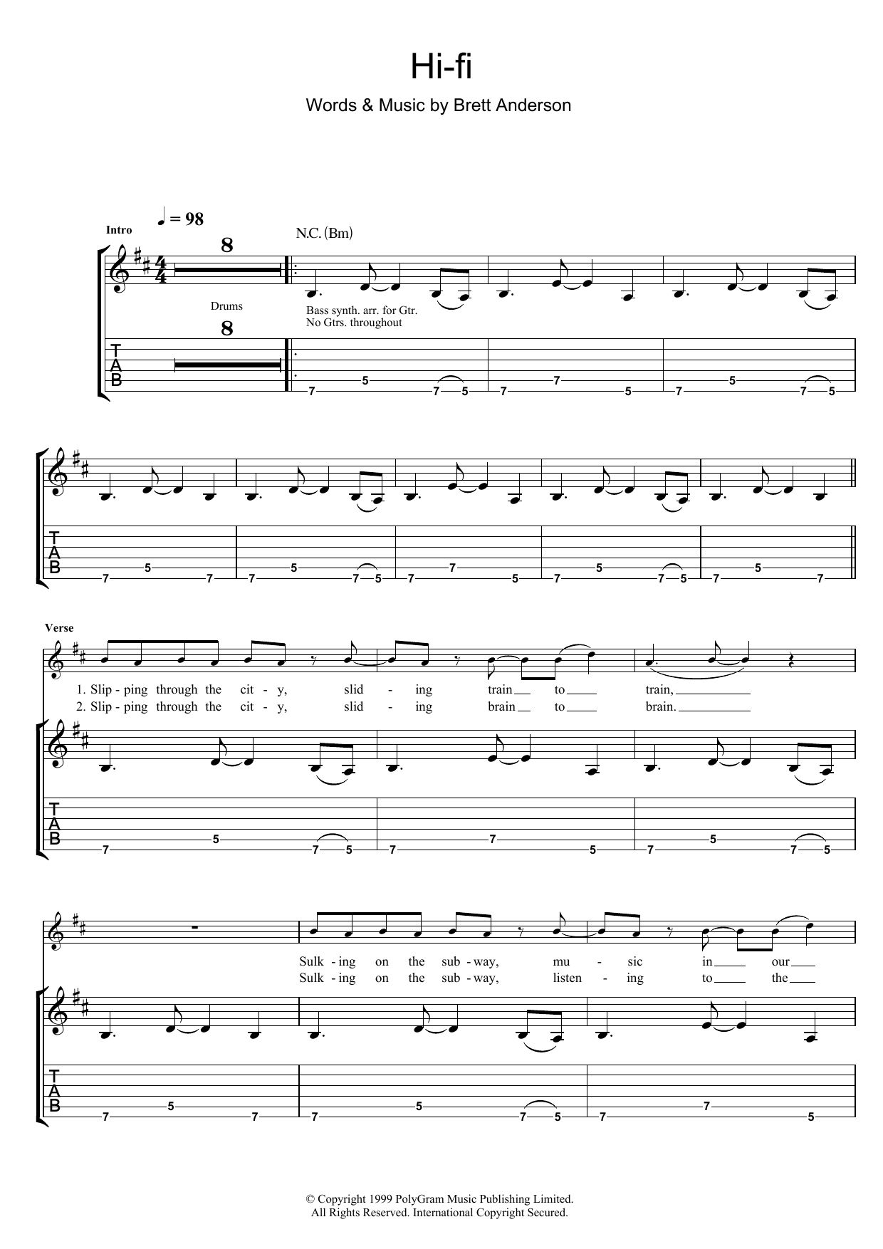 Download Suede Hi-Fi Sheet Music and learn how to play Guitar Tab PDF digital score in minutes