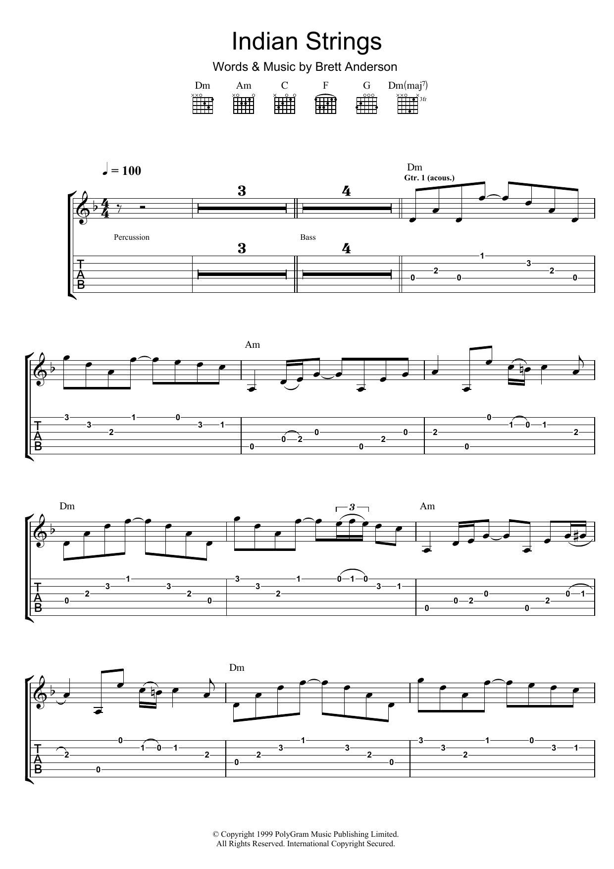 Download Suede Indian Strings Sheet Music and learn how to play Guitar Tab PDF digital score in minutes