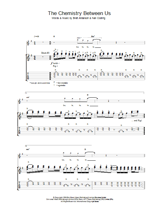 Download Suede The Chemistry Between Us Sheet Music and learn how to play Lyrics & Chords PDF digital score in minutes