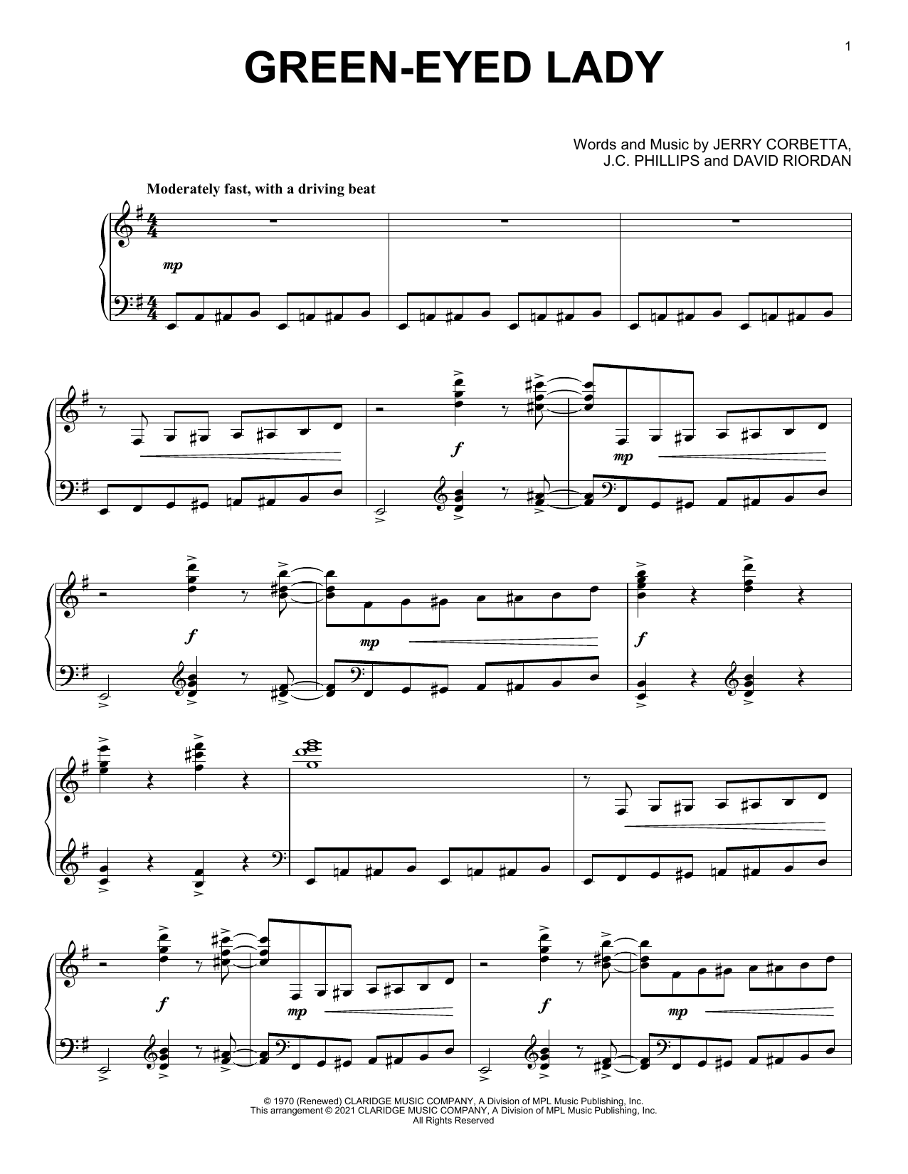 Download Sugarloaf Green-Eyed Lady [Classical version] (arr. David Pearl) Sheet Music and learn how to play Piano Solo PDF digital score in minutes