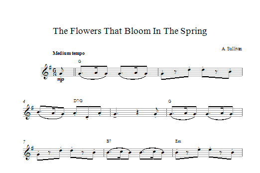 Download Arthur Seymour Sullivan The Flowers That Bloom In The Spring Sheet Music and learn how to play Melody Line & Chords PDF digital score in minutes