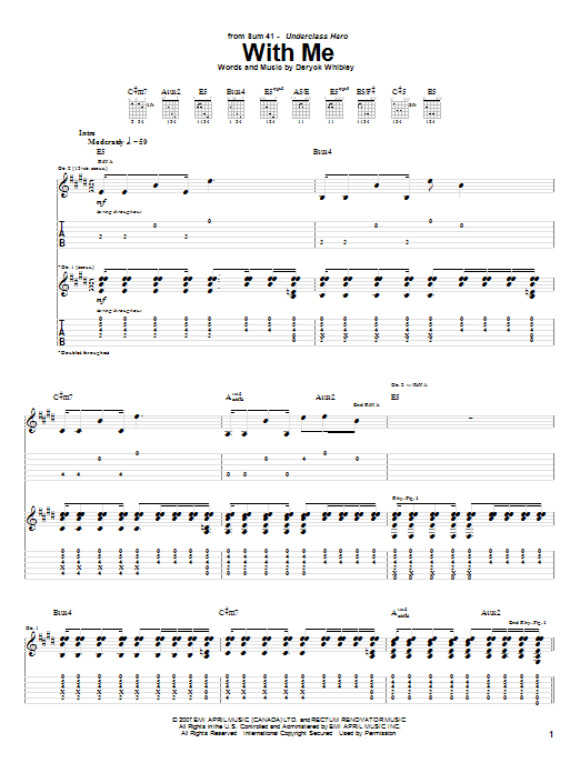 Download Sum 41 With Me Sheet Music and learn how to play Guitar Tab PDF digital score in minutes