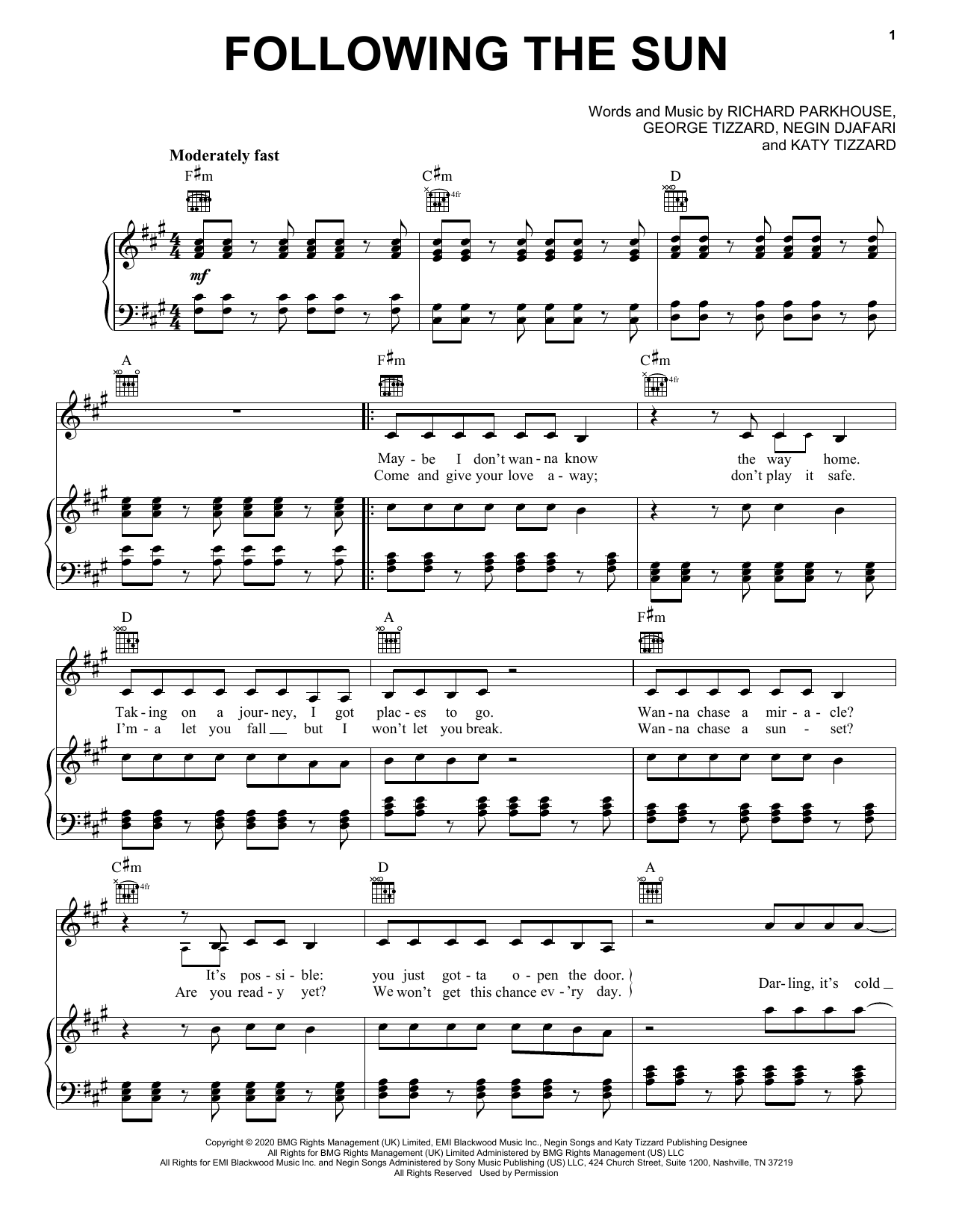 Download SUPER-Hi x NEEKA Following The Sun Sheet Music and learn how to play Piano, Vocal & Guitar Chords (Right-Hand Melody) PDF digital score in minutes