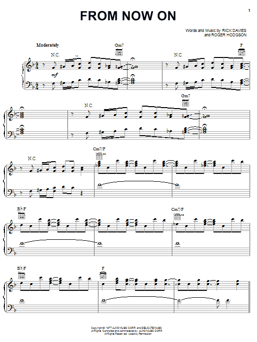 Download Supertramp From Now On Sheet Music and learn how to play Piano, Vocal & Guitar (Right-Hand Melody) PDF digital score in minutes