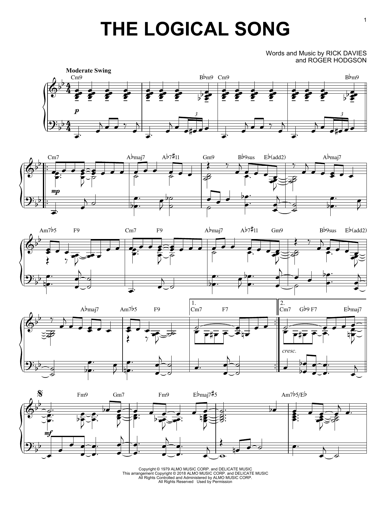 Download Supertramp The Logical Song [Jazz version] Sheet Music and learn how to play Piano Solo PDF digital score in minutes