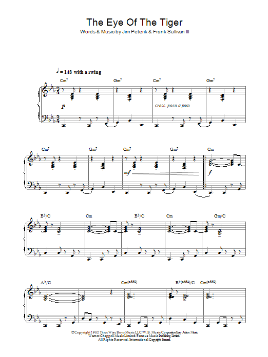 Download Survivor Eye Of The Tiger (jazz version) Sheet Music and learn how to play Piano PDF digital score in minutes