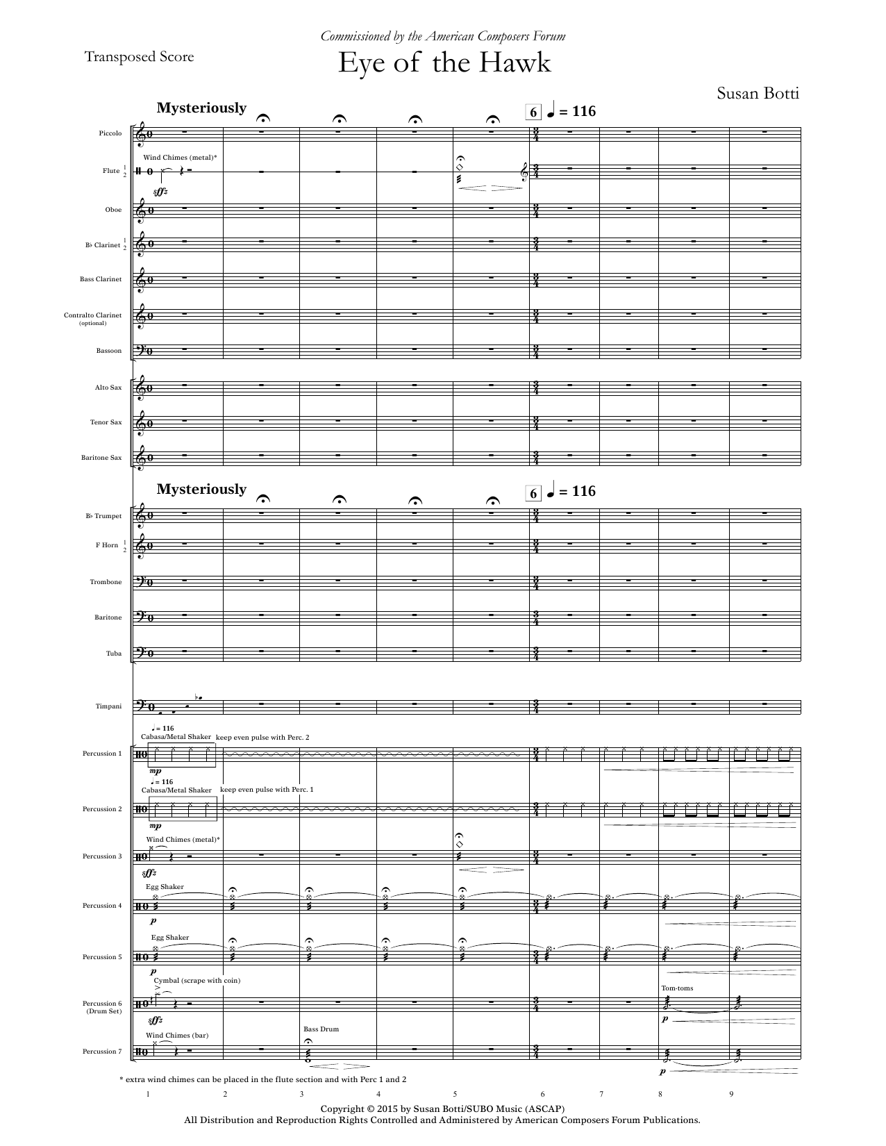 Download Susan Botti Eye of the Hawk - Conductor Sheet Music and learn how to play Concert Band PDF digital score in minutes