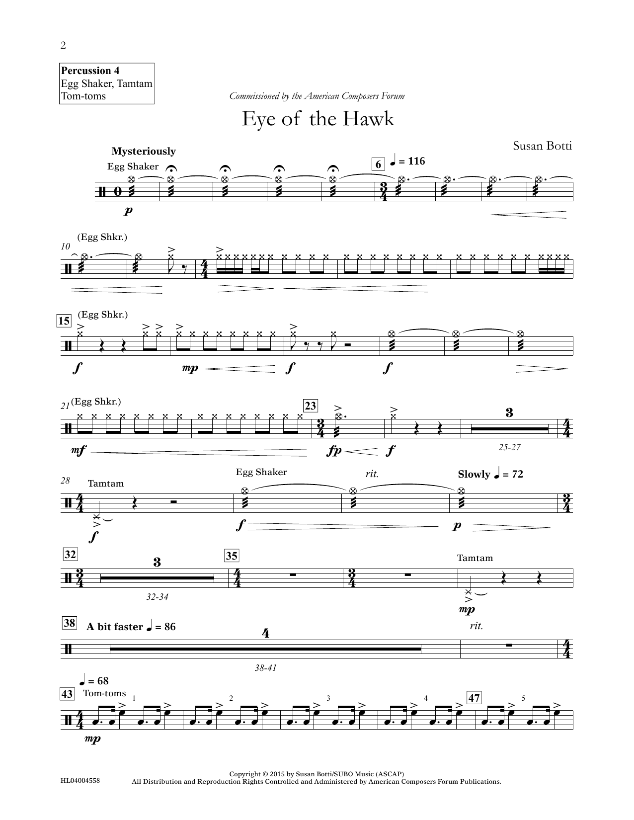 Download Susan Botti Eye of the Hawk - Percussion 4 Sheet Music and learn how to play Concert Band PDF digital score in minutes