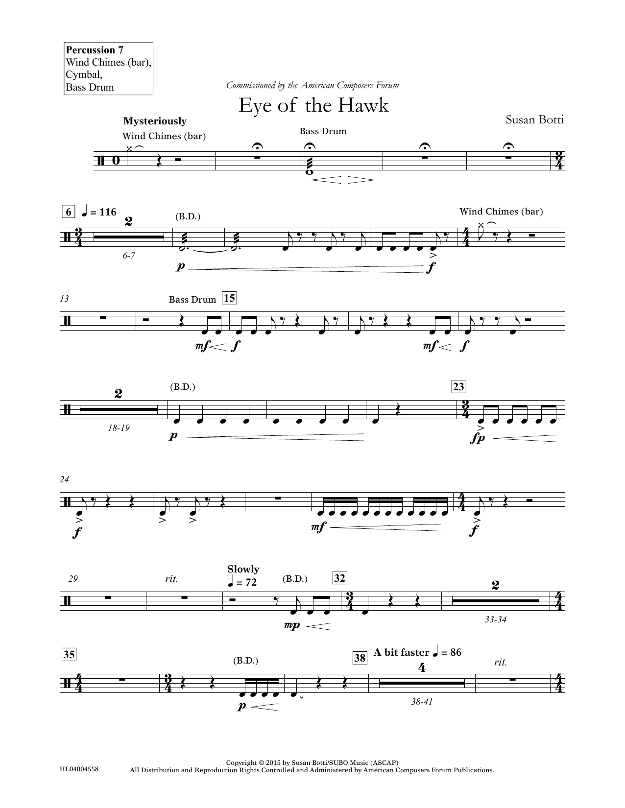 Download Susan Botti Eye of the Hawk - Percussion 7 Sheet Music and learn how to play Concert Band PDF digital score in minutes