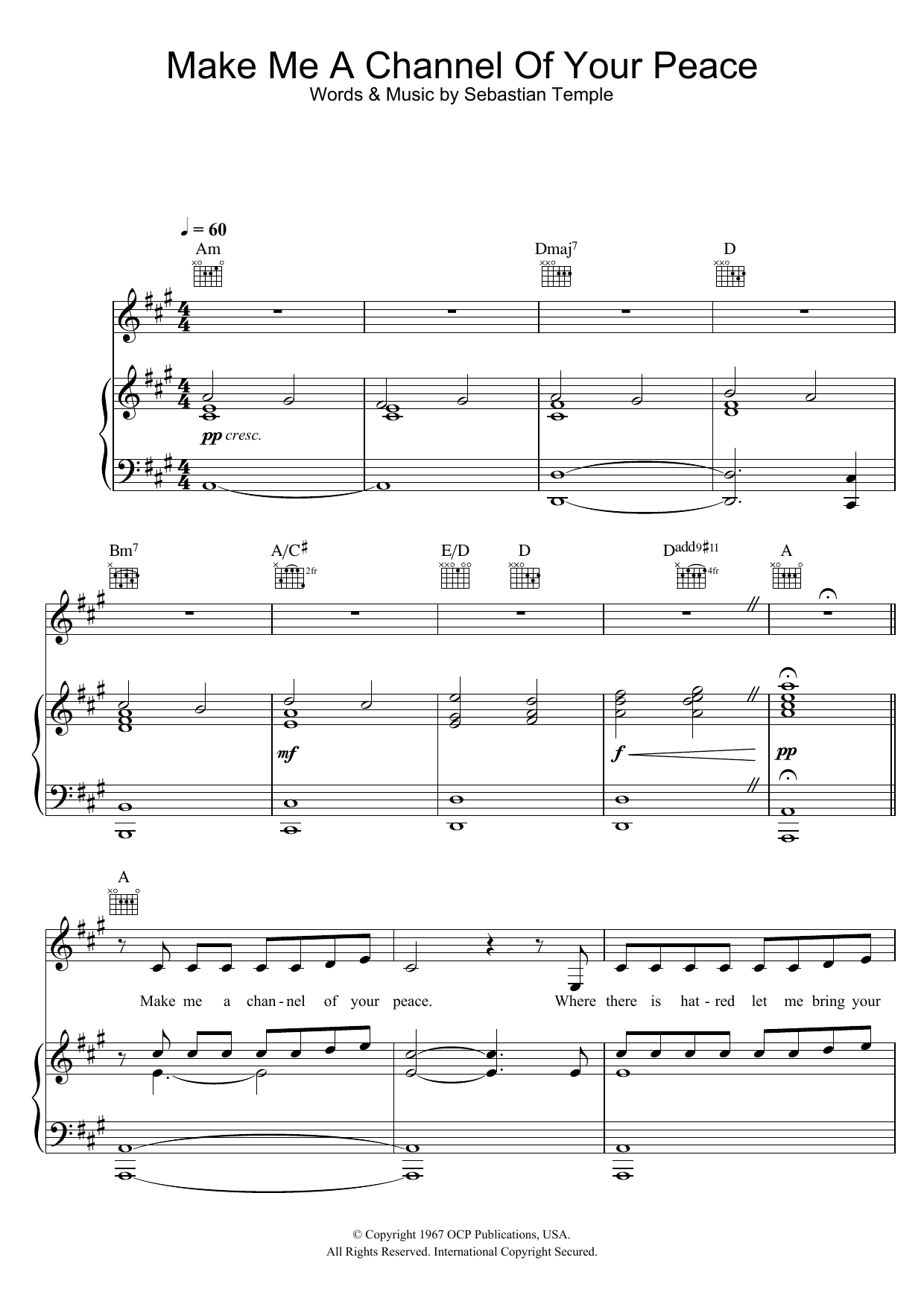 Download Susan Boyle Make Me A Channel Of Your Peace (Prayer Of St. Francis) Sheet Music and learn how to play Piano, Vocal & Guitar (Right-Hand Melody) PDF digital score in minutes