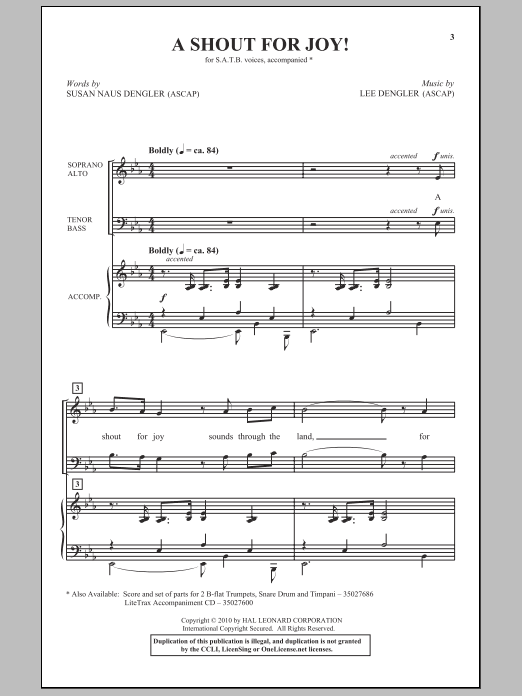 Download Susan Naus Dengler A Shout For Joy! Sheet Music and learn how to play SATB Choir PDF digital score in minutes
