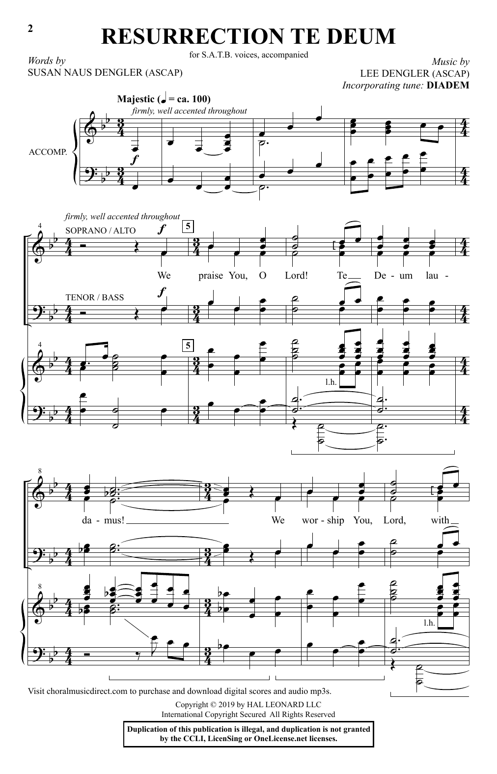 Download Susan Naus Dengler and Lee Dengler Resurrection Te Deum Sheet Music and learn how to play SATB Choir PDF digital score in minutes