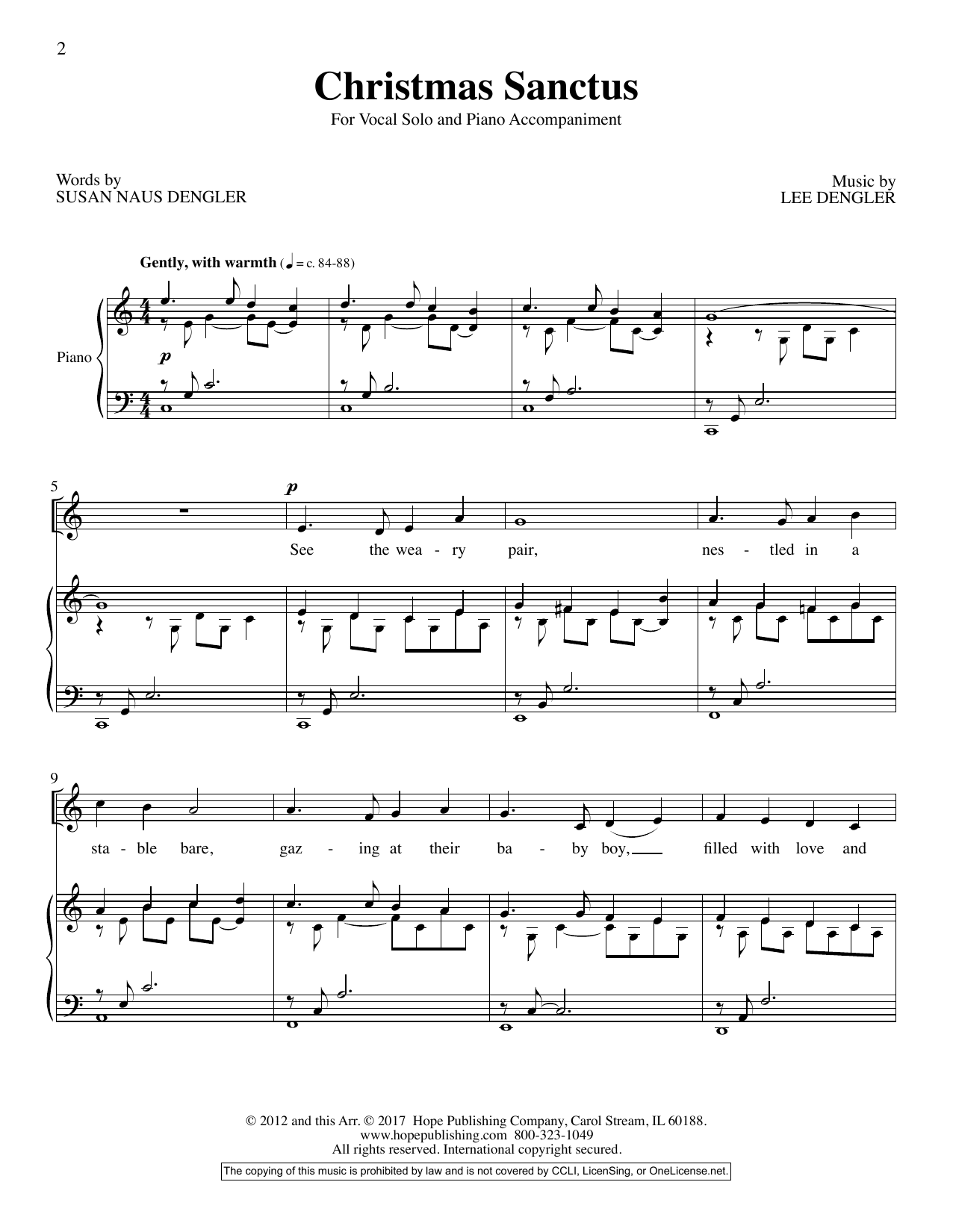 Download Susan Naus Dengler Christmas Sanctus Sheet Music and learn how to play Piano & Vocal PDF digital score in minutes