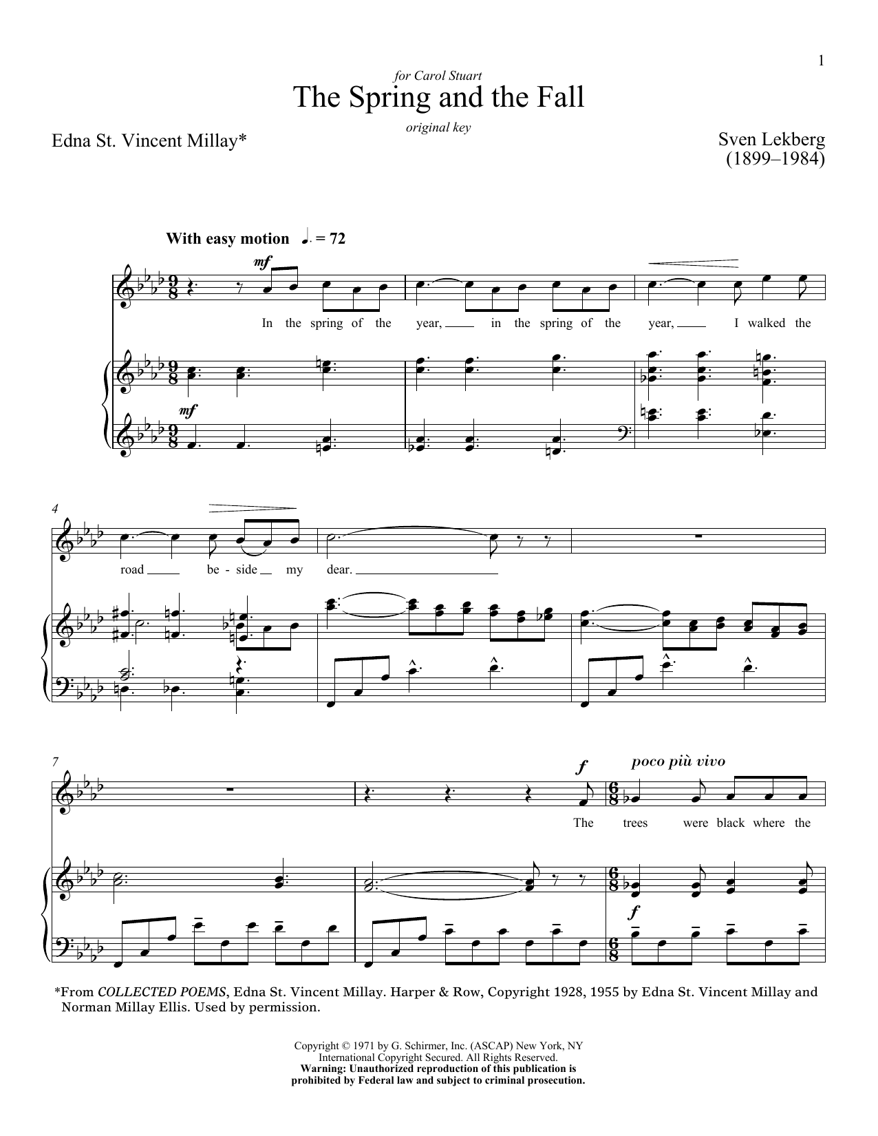 Download Sven Lekberg The Spring And The Fall Sheet Music and learn how to play Piano & Vocal PDF digital score in minutes