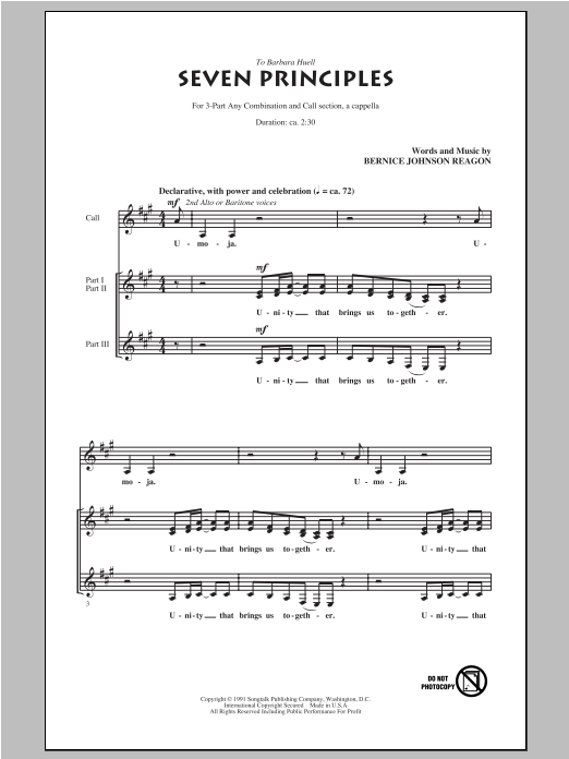 Download Sweet Honey In The Rock Seven Principles Sheet Music and learn how to play Choral PDF digital score in minutes
